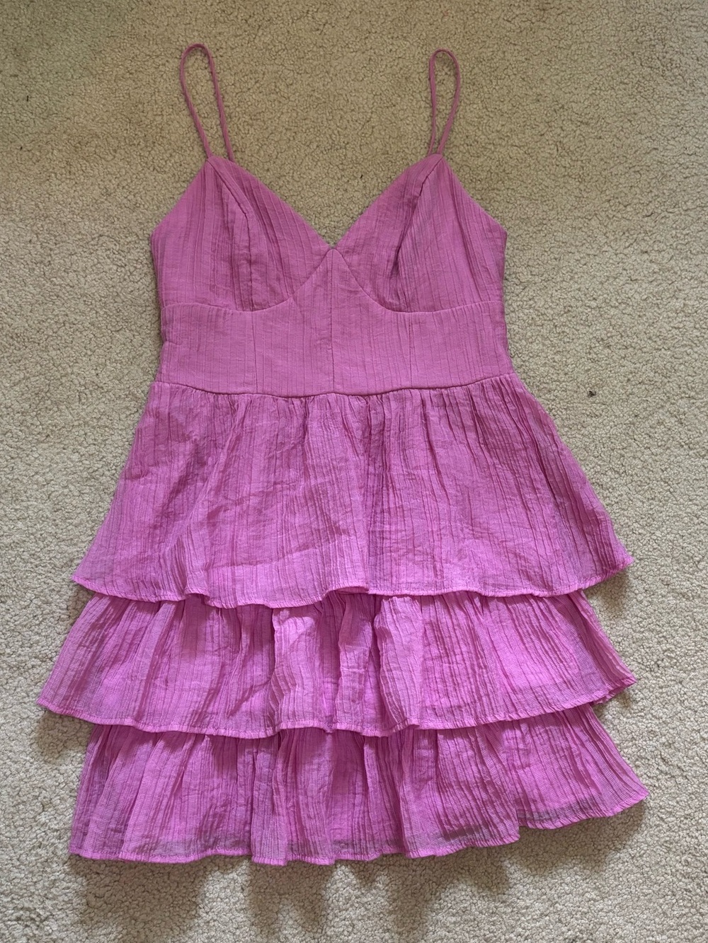 Pink Ruffle Mini Dress